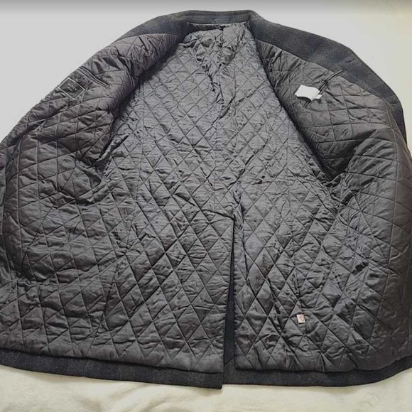 NEW MENS 46R J CREW LUDLOW TOPCOAT IN NAVY GREY PLAID WOOL BLEND TOP COAT - Picture 7 of 16
